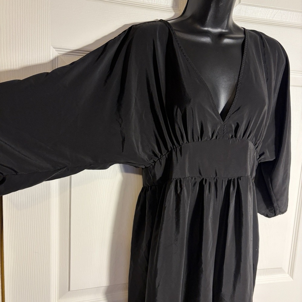 ASOS Design V Neck Kimono Sleeve Jumpsuit Women 4 Black Wide Leg Empire Waist - Picture 2 of 9